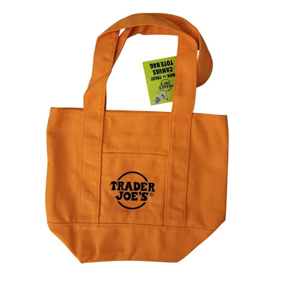 Limited Trader Joes Mini Halloween Canvas Tote Bag In orange - Picture 2 of 2